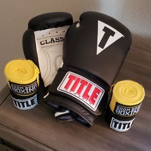 Title Classic Boxing Gloves and Wraps.